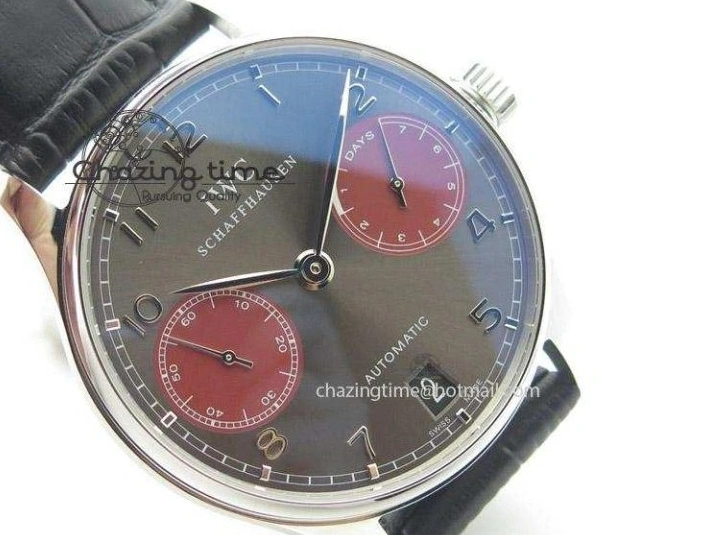 MIROTIME 0209 Portuguese Real PR IW500126 ZF 1:1 Best Edition Grey Red Dial On Black Leather Strap A52010 V Resilient 7333